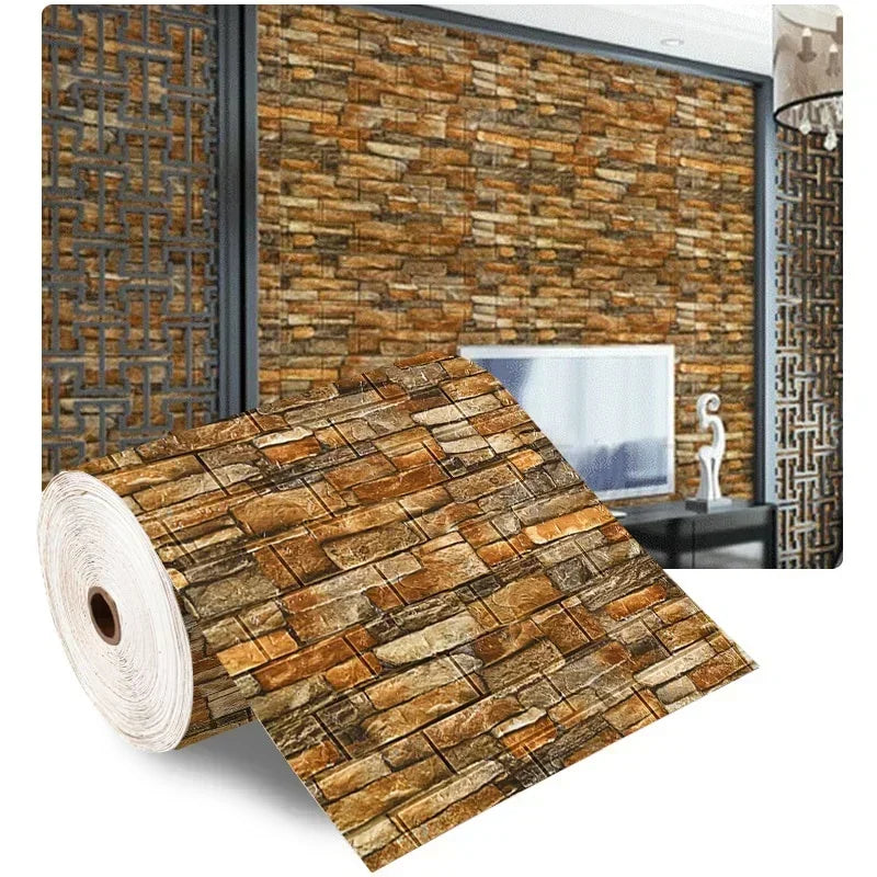3D self- adhesive brick wallpaper- waterproof foam wall sticker