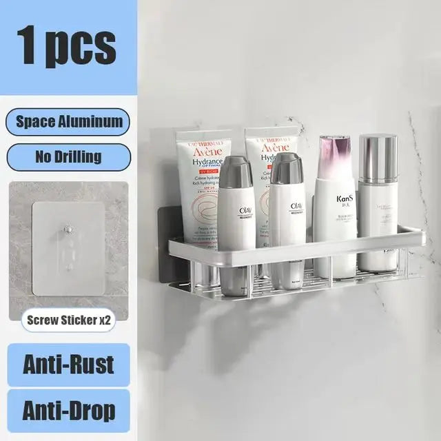 No Drill bathroom shower caddy- rust resistant Wall  Storage shelf