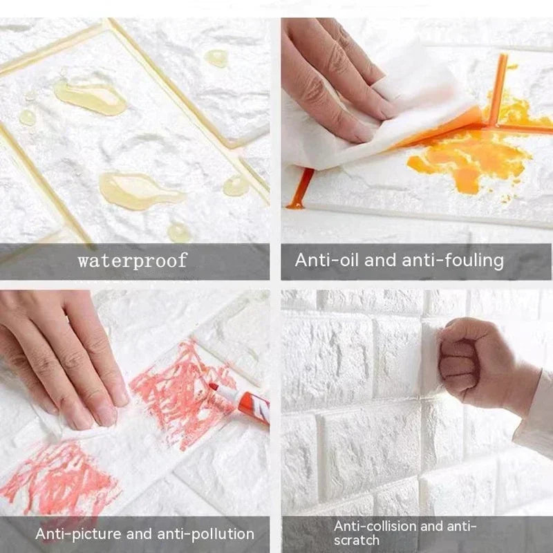 3D self- adhesive brick wallpaper- waterproof foam wall sticker