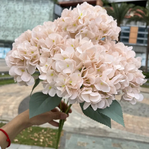 Artificial hydrangea flower bouquet - 5 heads decorative faux flowers