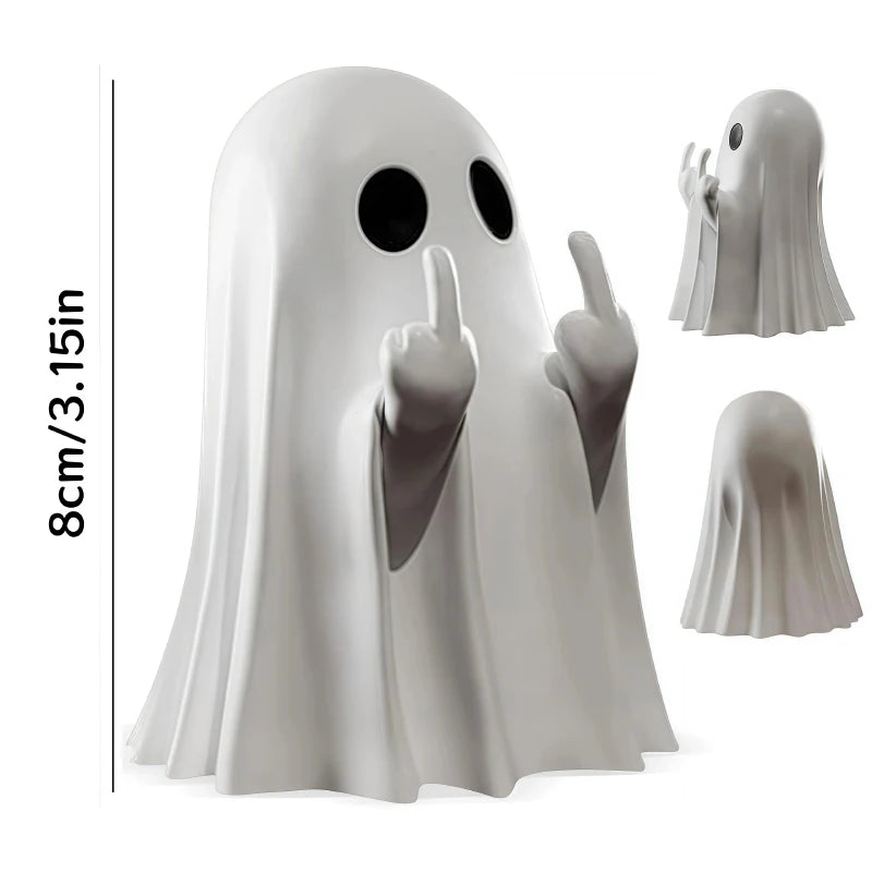 Funny  Middle Finger Ghost figurine  - Cute Halloween table decor
