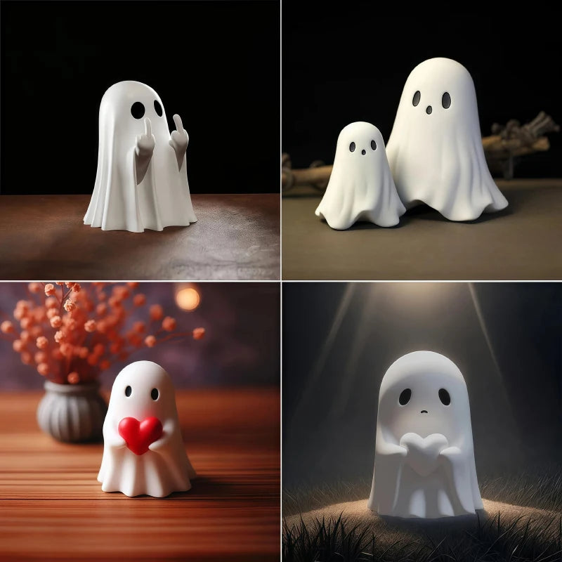 Funny  Middle Finger Ghost figurine  - Cute Halloween table decor