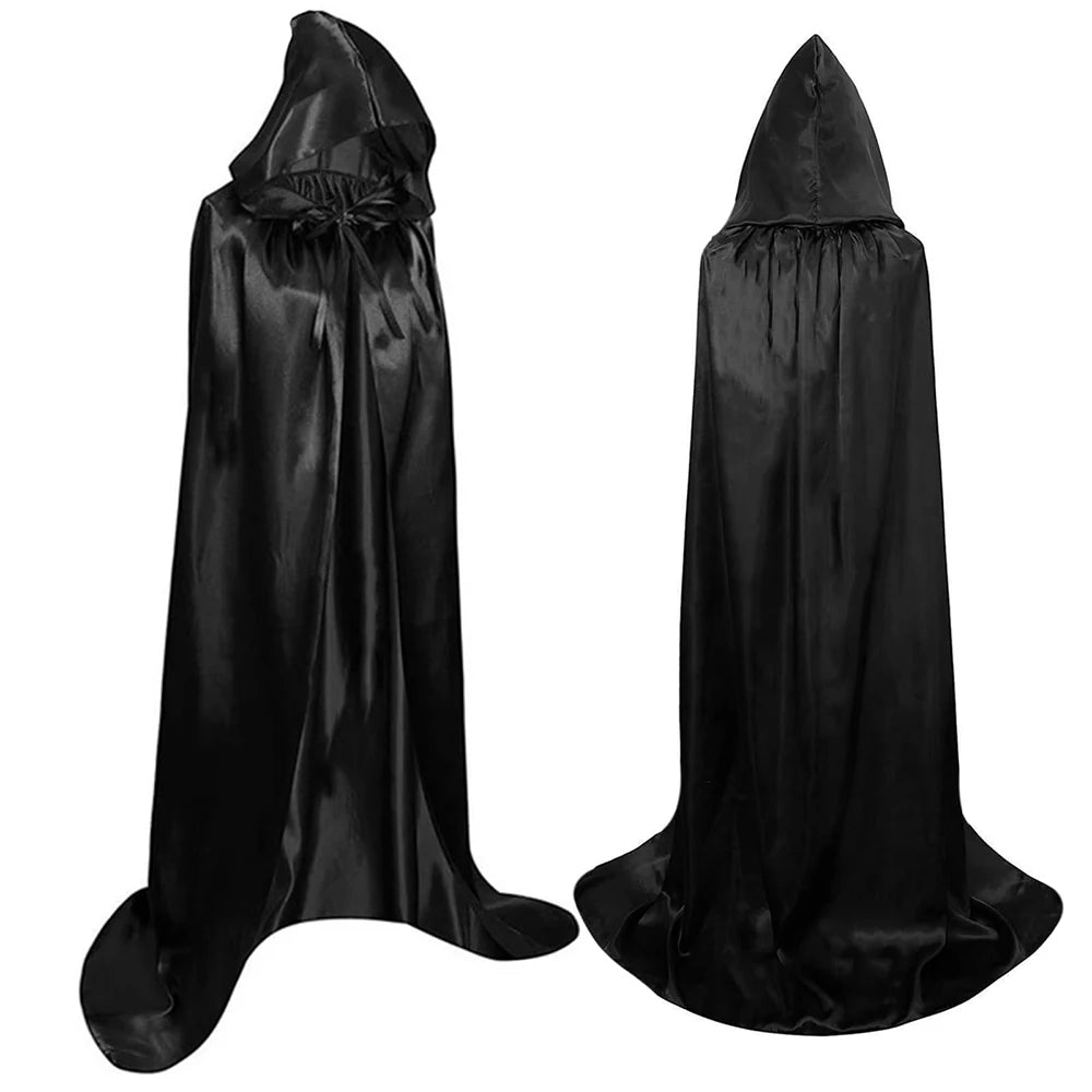 Halloween Black hooded cloak - Unisex witch & vampire costume cape