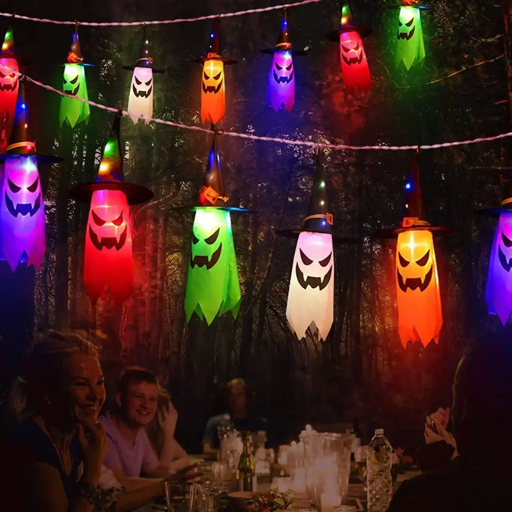 5 Pcs Halloween Witch Hat String Lights - 3m colourful LED hanging decorations