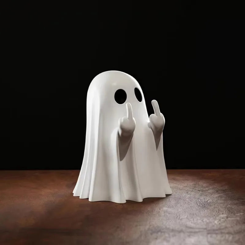 Funny  Middle Finger Ghost figurine  - Cute Halloween table decor