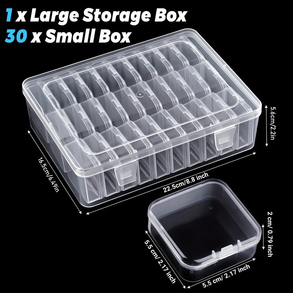 Clear multi- grid storage organizer box- 15 & 30 grid