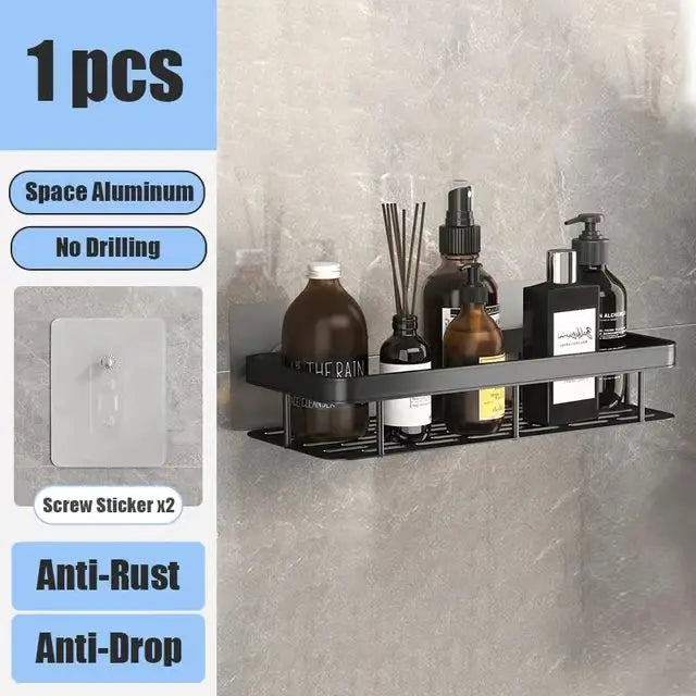 No Drill bathroom shower caddy- rust resistant Wall  Storage shelf
