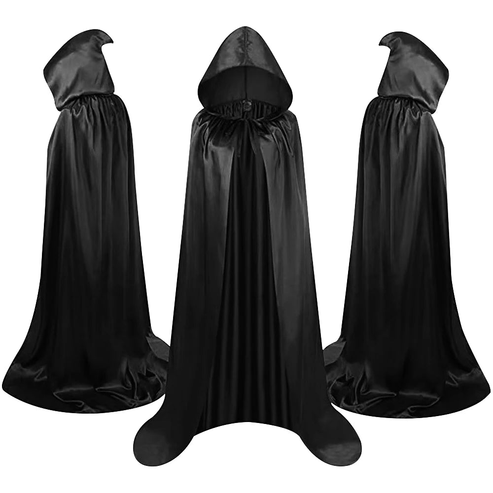 Halloween Black hooded cloak - Unisex witch & vampire costume cape