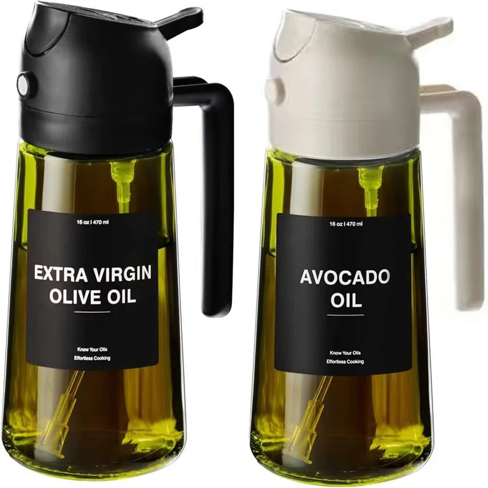 2 in 1 glass oil  Sprayer & dispenser - 470ml kitchen cooking bottle