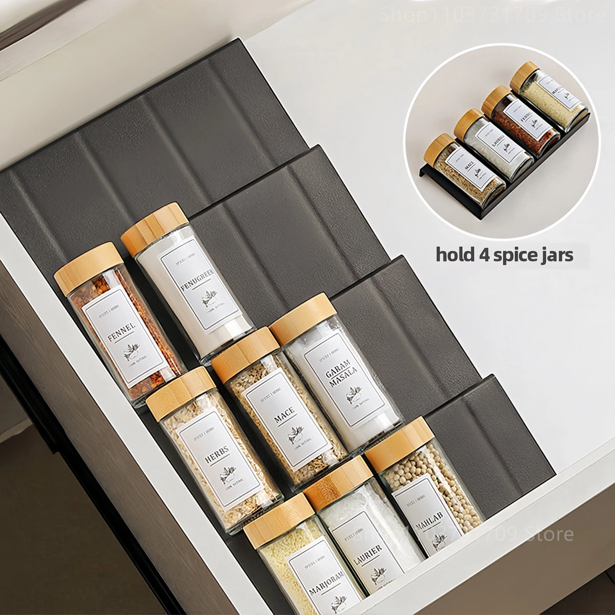Adjustable Spice drawer organizer - Kitchen storage