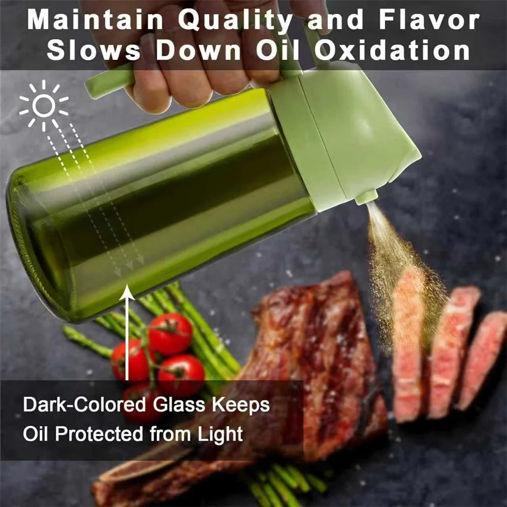 2 in 1 glass oil  Sprayer & dispenser - 470ml kitchen cooking bottle