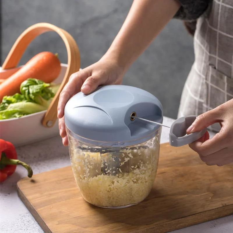Manual pull cord food chopper - 500ml/900ml garlic, onion & vegetable cutter