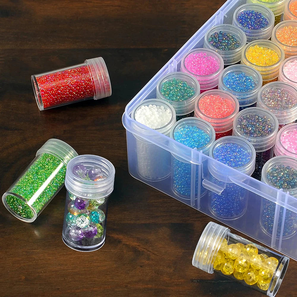 48 bottle clear storage organizer box for beads, crafts and jewellery