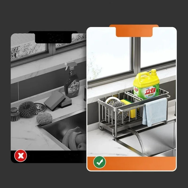 Multi-functional sink caddy- Sponge & soap storage rack