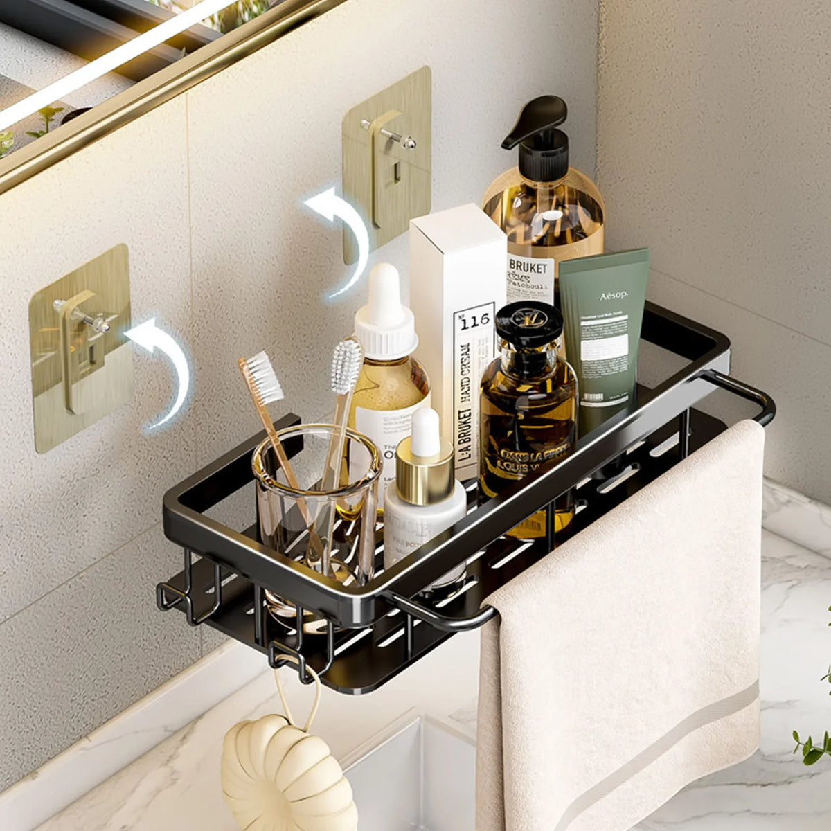 No Drill bathroom shower caddy- rust resistant Wall  Storage shelf