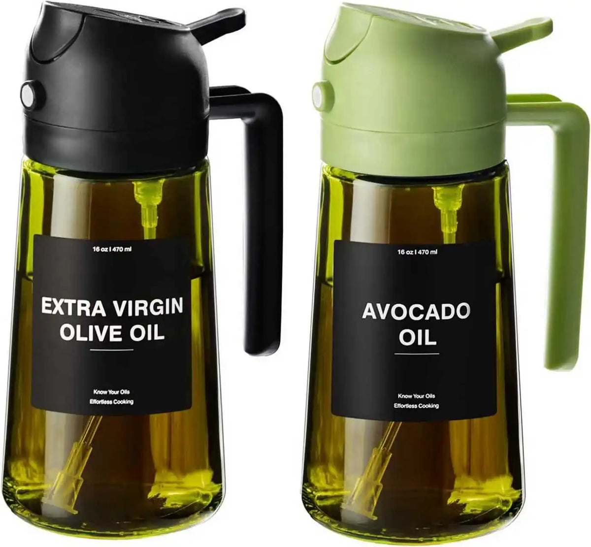 2 in 1 glass oil  Sprayer & dispenser - 470ml kitchen cooking bottle