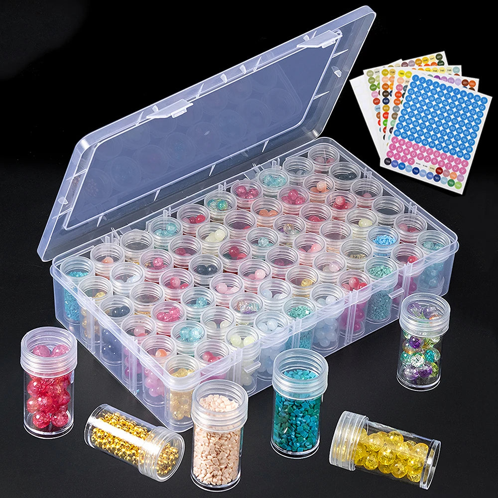 48 bottle clear storage organizer box for beads, crafts and jewellery