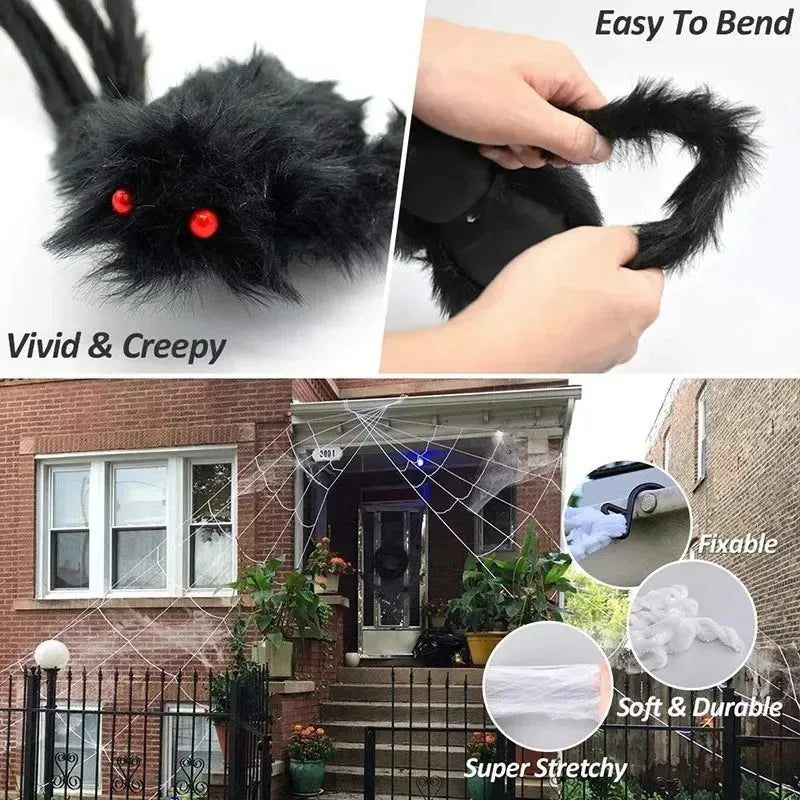 30 cm giant black halloween spider - scary plush decoration