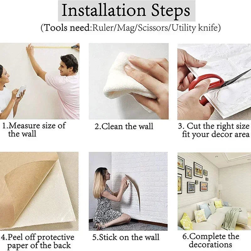 3D self- adhesive brick wallpaper- waterproof foam wall sticker