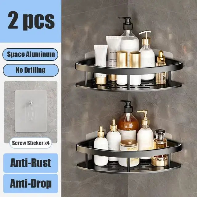 No Drill bathroom shower caddy- rust resistant Wall  Storage shelf