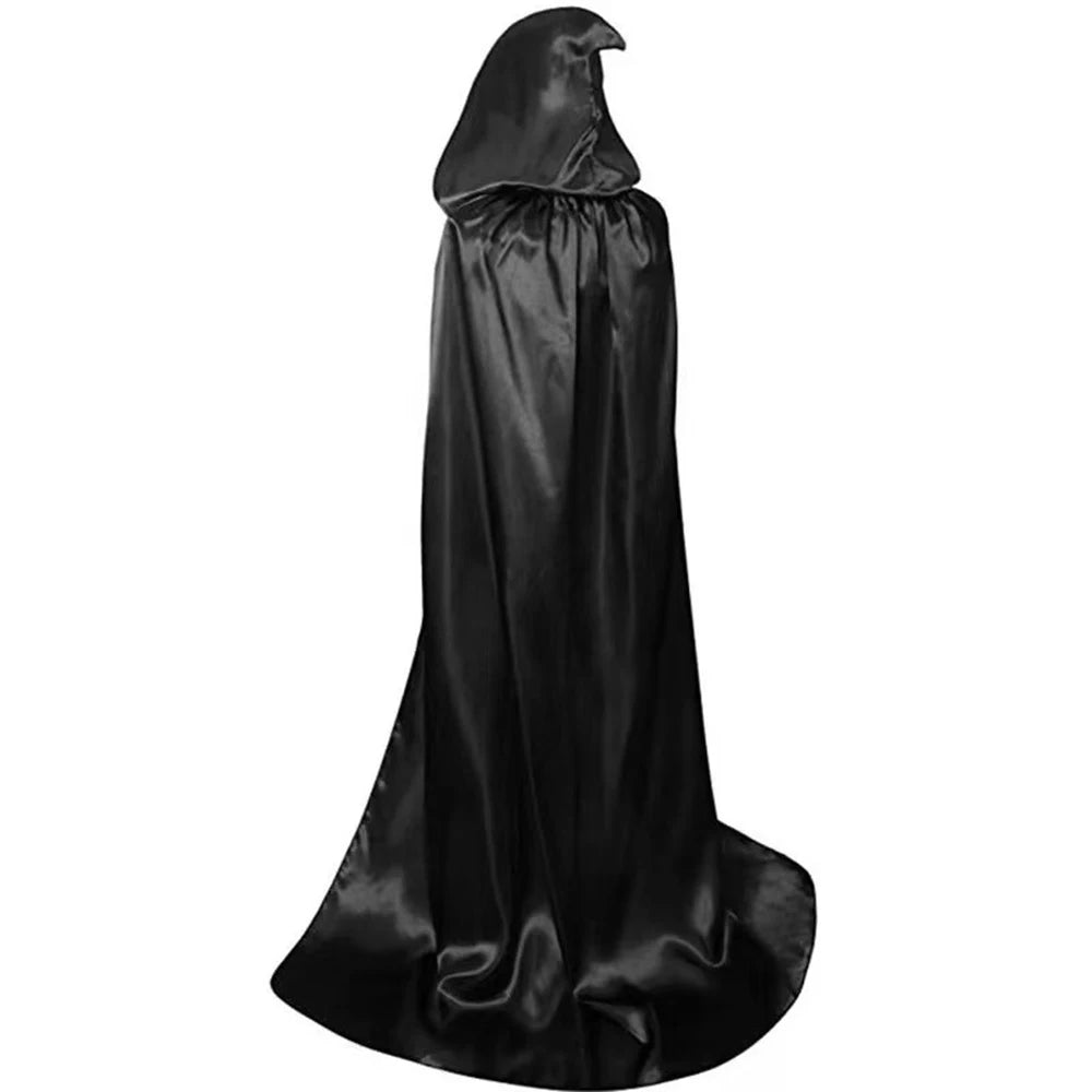 Halloween Black hooded cloak - Unisex witch & vampire costume cape