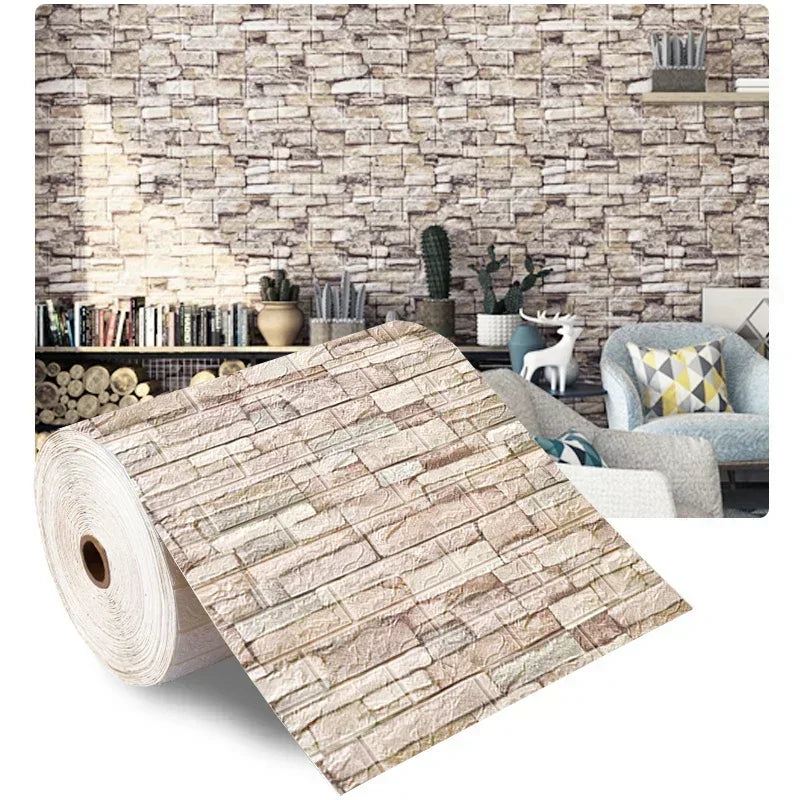 3D self- adhesive brick wallpaper- waterproof foam wall sticker