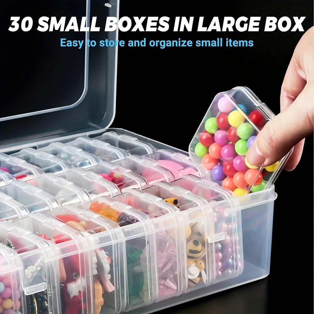 Clear multi- grid storage organizer box- 15 & 30 grid