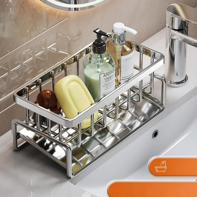 Multi-functional sink caddy- Sponge & soap storage rack